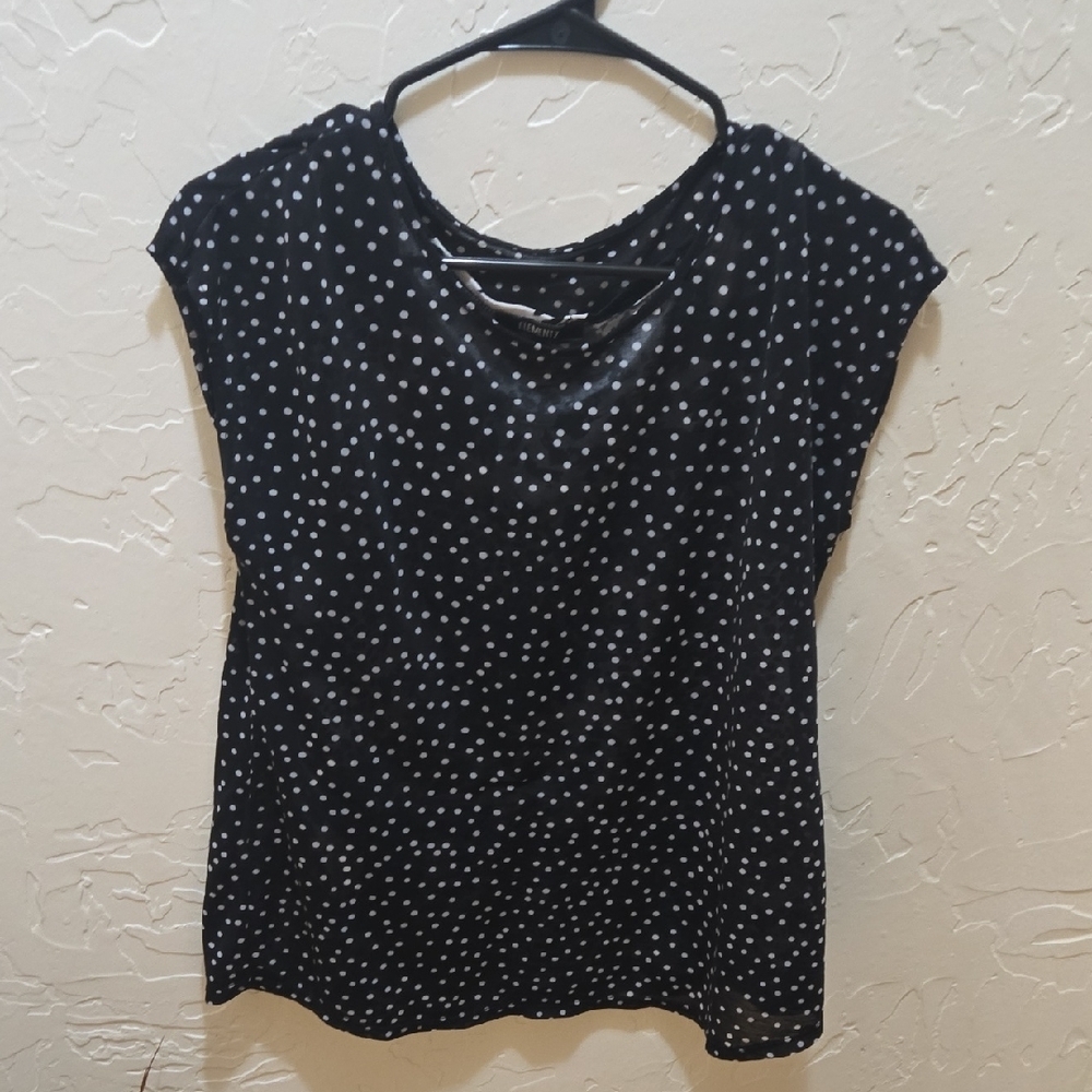 3/$10 Elementz Women's Black and White Polka Dot Blouse